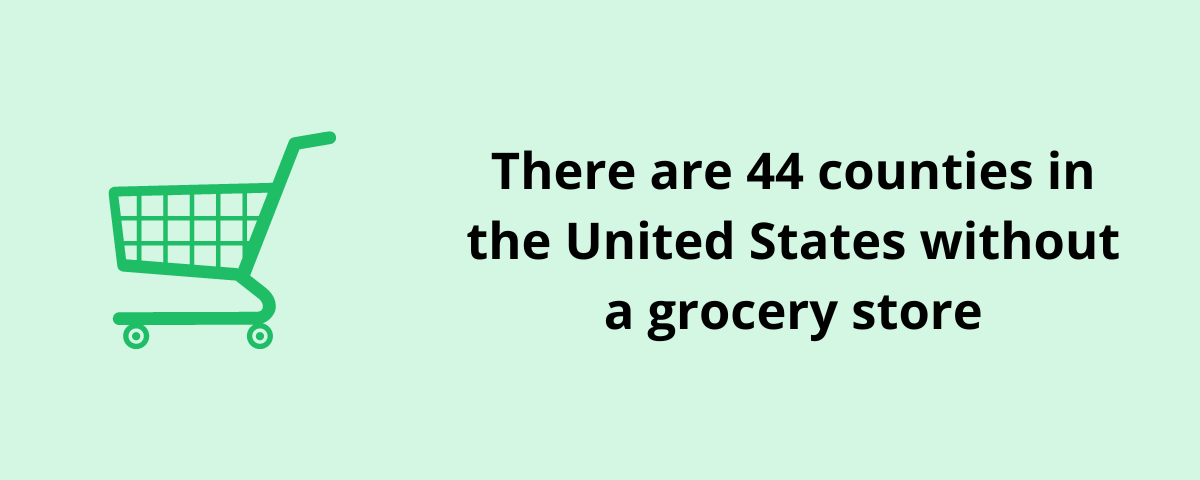 There are 44 counties in the United States without a grocery store